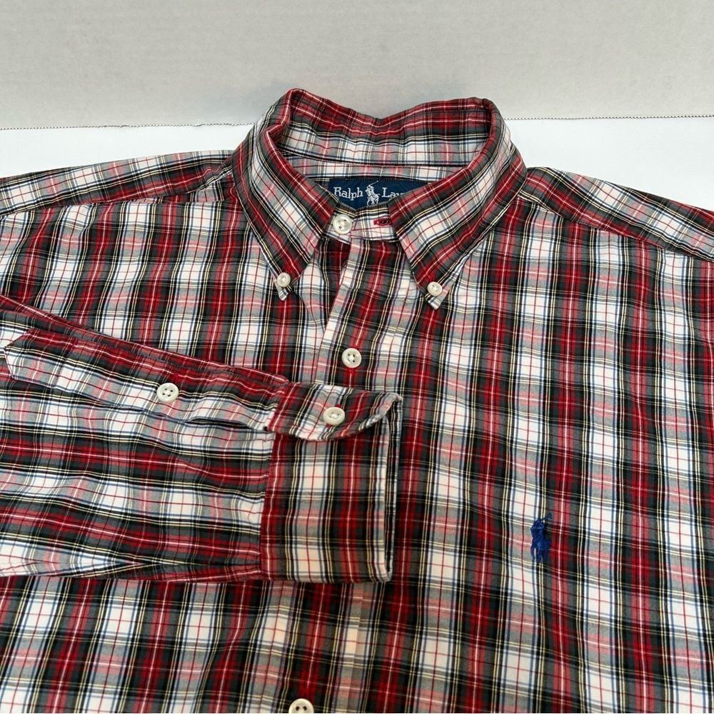 Ralph Lauren Blake Red & White Tartan Plaid Long Sleeved Button Down Medium